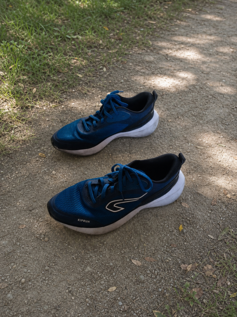 Kiprun Jogflow 190.1 homme bleu et noir sur chemin de parc