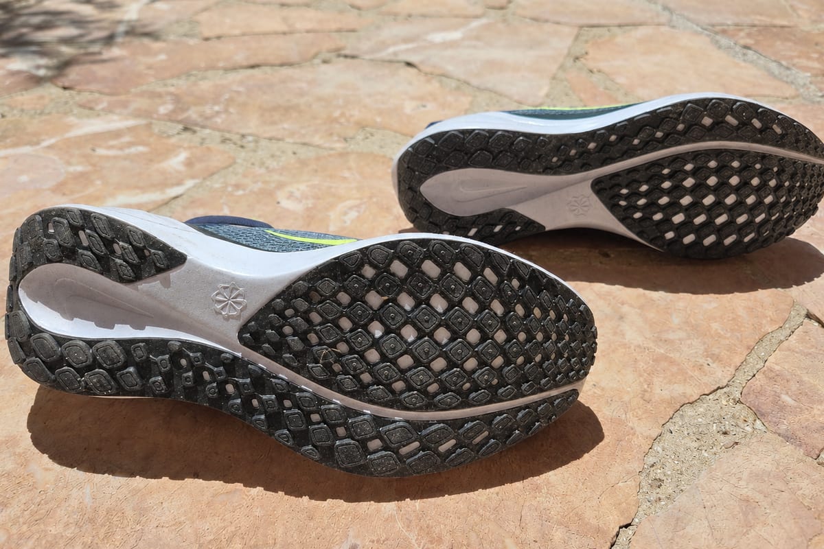 Usure de la semelle extérieure Nike Pegasus 41 après 500 km