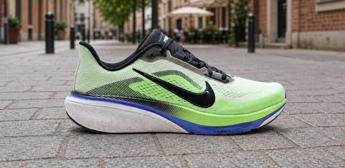 Profil de la Nike Pegasus 42 avec semelle ReactX et Air Zoom